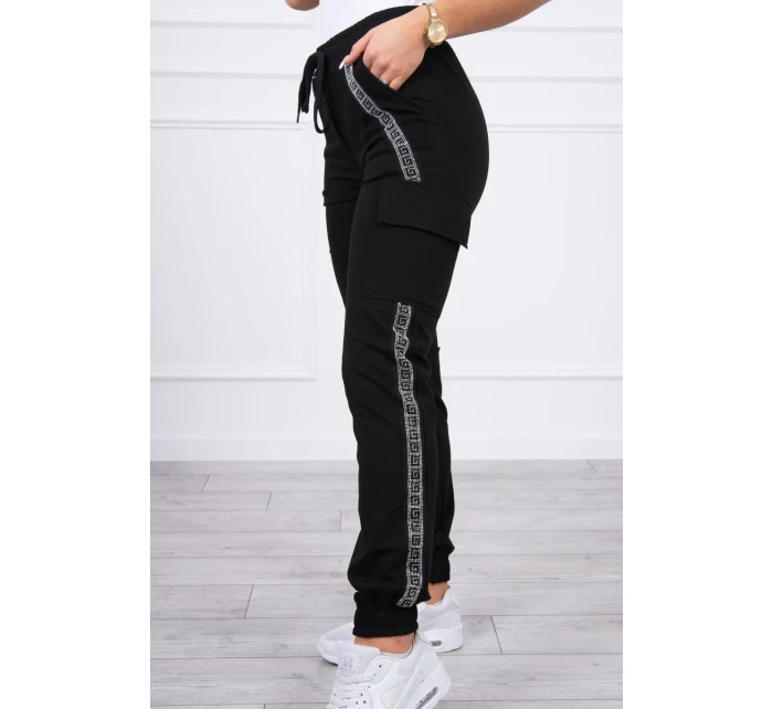 Bavlnené nohavice cargo čierne