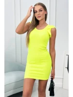 Šaty s nariasenými rukávmi žlté neónové