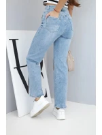 Dámske džínsy s vysokým pásom a širokými nohavicami