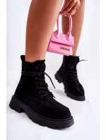 Dámské semišové kozačky zavazované Černá model 21593395 - Boto