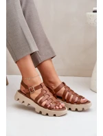 Skórzane Sandały Damskie Zazoo 3695 Camel Skórzane Sandały Damskie Zazoo 3695 Camel