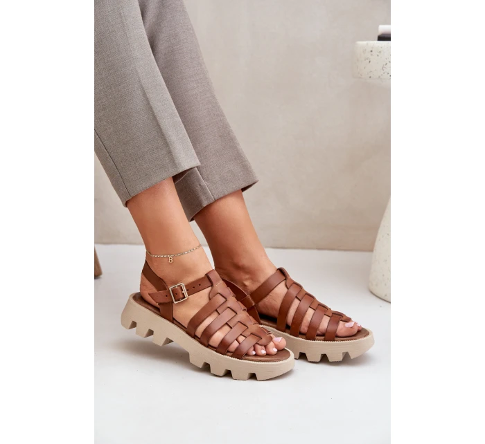 Skórzane Sandały Damskie Zazoo 3695 Camel Skórzane Sandały Damskie Zazoo 3695 Camel