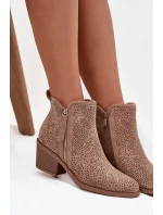 Dámské kovbojky na podpatku béžové model 21713537 - S.Barski Dámské kovbojky na podpatku béžové model 21713537 - S.Barski