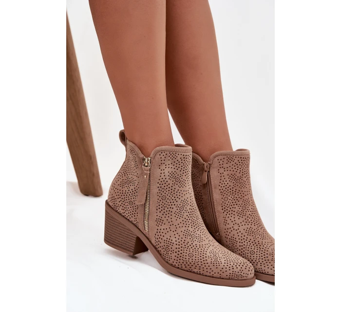 Dámské kovbojky na podpatku béžové model 21713537 - S.Barski Dámské kovbojky na podpatku béžové model 21713537 - S.Barski