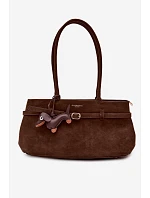 Kožená kabelka z imitace semiše  čokoládová model 22111702 - Flora&Co