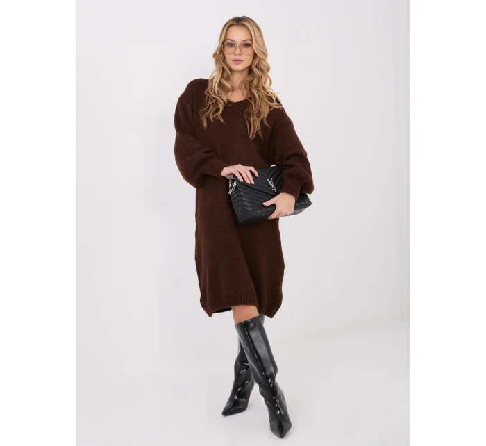 Sukienka IN SK model 21782346 ciemny brązowy - FPrice Sukienka IN SK model 21782346 ciemny brązowy - FPrice