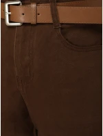 Dámske nohavice s vysokým pásom a opaskom hnedé FashionStreet UY2920