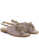 Dámske ploché sandále s flitrami khaki Potocki 43349