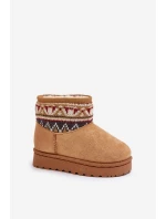 Wsuwane Śniegowce Dziecięce Ze Wzorem Wstawką Ocieplane Futerkiem Camel Mirirae Wsuwane Śniegowce Dziecięce Ze Wzorem Wstawką Ocieplane Futerkiem Camel Mirirae