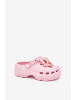 Dětské Dívčí Pantofle Pěnové S Mašlí A Ozdobami Růžové model 21700393 - Boto Dětské Dívčí Pantofle Pěnové S Mašlí A Ozdobami Růžové model 21700393 - Boto