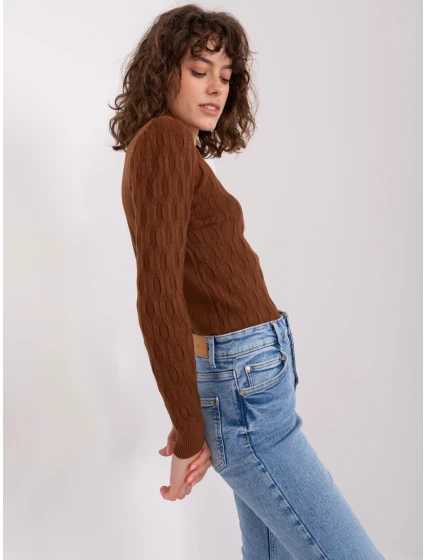 Sweter AT SW brązowy model 19014819 - FPrice Sweter AT SW brązowy model 19014819 - FPrice