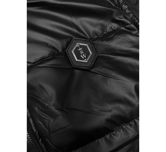 Krátke čierne dámske tielko s okrúhlym výstrihom S'West (B8178-1) Krátke čierne dámske tielko s okrúhlym výstrihom S'West (B8178-1)