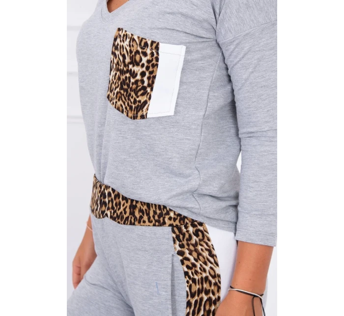 Sada s leopardím potiskem šedá Sada s leopardím potiskem šedá
