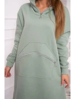 Zateplené šaty s kapucí tmavě mátové Zateplené šaty s kapucí tmavě mátové