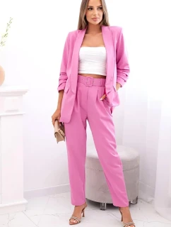 Elegantný set saka a nohavíc tmavoružovej farby