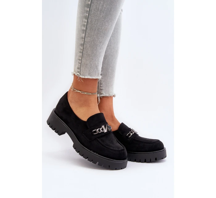 Dámské semišové mokasíny s ozdobou černé model 21651955 - VINCEZA Dámské semišové mokasíny s ozdobou černé model 21651955 - VINCEZA