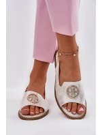 Dámské Sandály Na Plochém Podpatku S Ozdobou model 21698213 Stříbrné - S.Barski