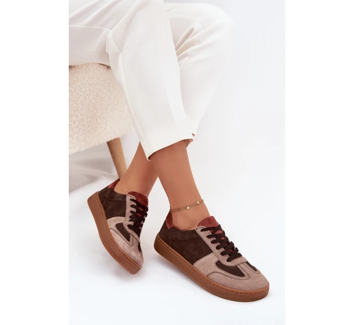 Skórzane Zamszowe Sneakersy Barefoot Damskie Zazoo N1277 Brązowe