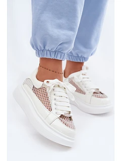 Kožené Dámské Tenisky S Dekorací model 22095158 Bílé - Goe