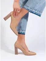 Trendy lodičky hnědé dámské na širokém podpatku Trendy lodičky hnědé dámské na širokém podpatku