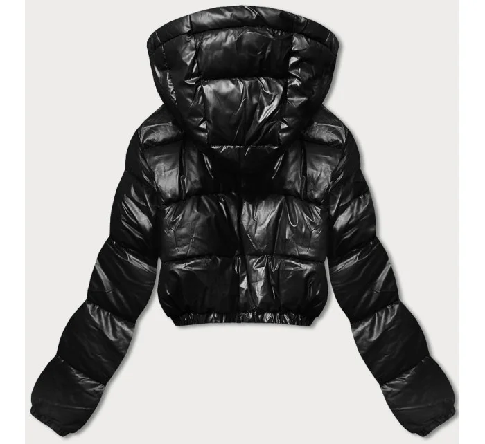 Čierna krátka páperová bunda (d2-3831-1)