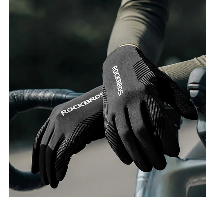 Cyklistické rukavice Rockbros jar/leto/jeseň, plné, veľkosť: L - čierne
