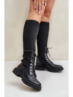 Zateplené Kozačky Se Svrškem Černé model 21679821 - Boto
