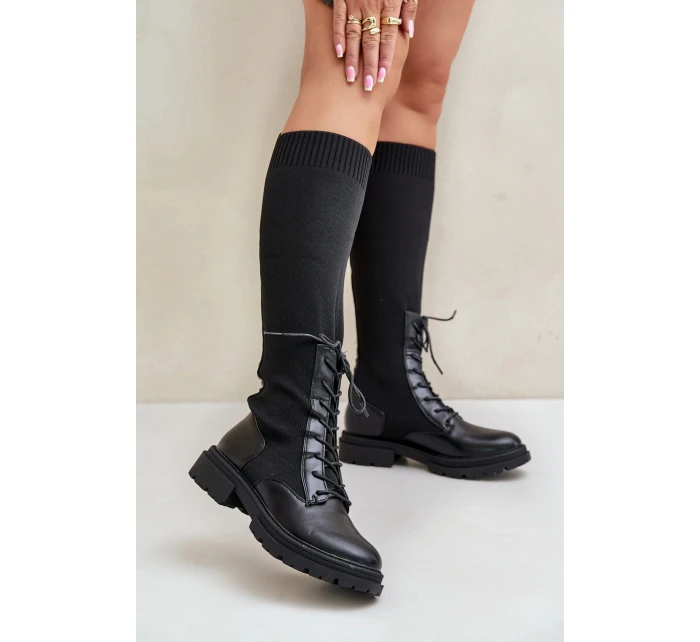 Zateplené Kozačky Se Svrškem Černé model 21679821 - Boto