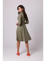 B255 Zavinovacie šaty so šálovým golierom - olivové B255 Zavinovacie šaty so šálovým golierom - olivové