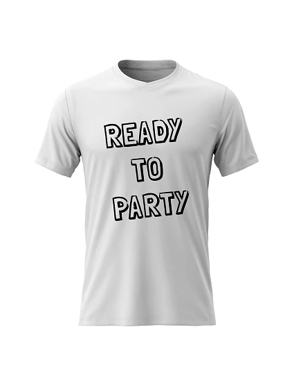 Pánske bavlnené tričko s potlačou - READY TO PARTY - biele
