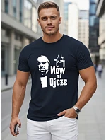 Tshirt męski klasyczny z nadrukiem bawełniany granatowy model 22217917 - FashionStreet