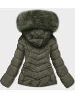 Dámska krátka zimná bunda khaki (TY043-29)