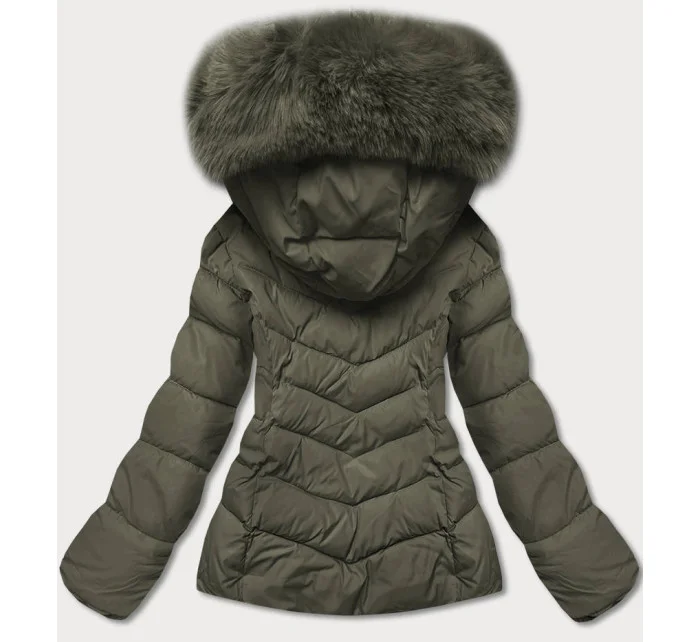 Dámska krátka zimná bunda khaki (TY043-29)