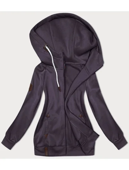 Tmavo fialová jednofarebná dámska mikina na zips (2311) Tmavo fialová jednofarebná dámska mikina na zips (2311)