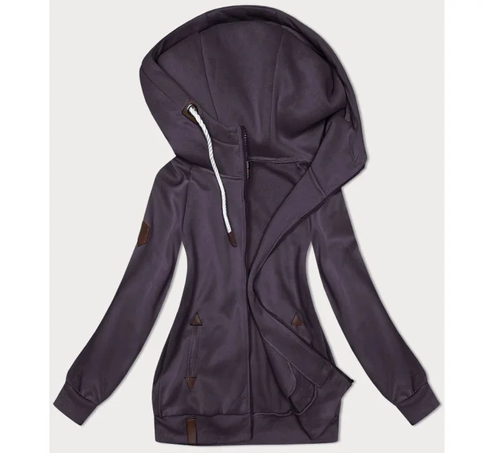 Tmavo fialová jednofarebná dámska mikina na zips (2311) Tmavo fialová jednofarebná dámska mikina na zips (2311)