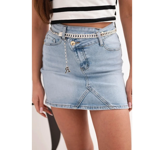 Džínsová mini sukňa M.Sara s retiazkou modrá
