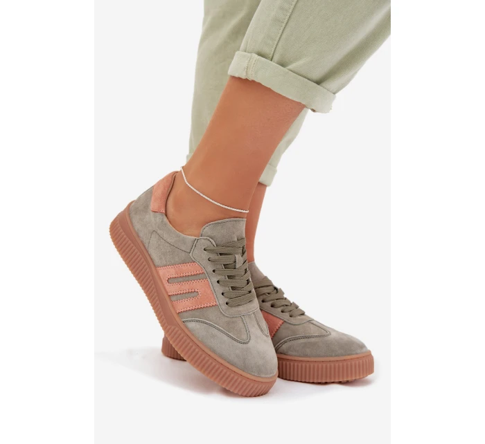 Dámské tenisky z pravé semiše Zelené Delyssia