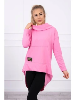 Dámská prodloužená mikina s kapucí Růžová model 21101175 - Kesi