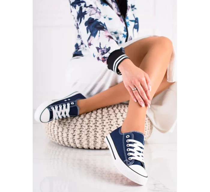 Komfortní dámské tenisky modré bez podpatku Komfortní dámské tenisky modré bez podpatku