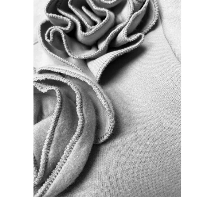 Sivá pletená mikina s ružami (16023)