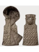 Dámská vesta ve velbloudí barvě s ozdobným prošíváním model 20965895 - S'WEST