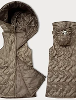 Dámska prešívaná ozdobná bunda bez rukávov S'West camel (B8348-12)