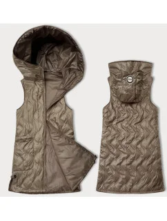 Dámská vesta ve velbloudí barvě s ozdobným prošíváním model 20965895 - S'WEST
