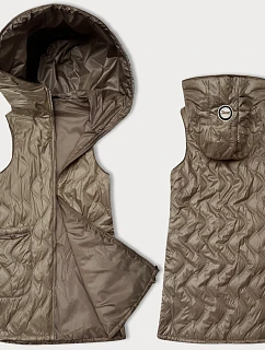 Dámská vesta ve velbloudí barvě s ozdobným prošíváním model 20965895 - S'WEST