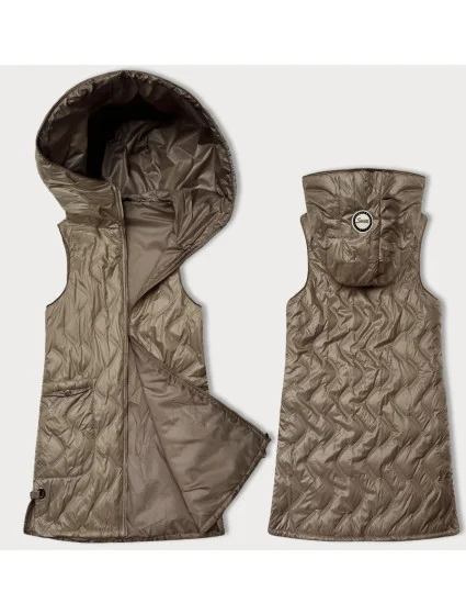Dámská vesta ve velbloudí barvě s ozdobným prošíváním model 20965895 - S'WEST