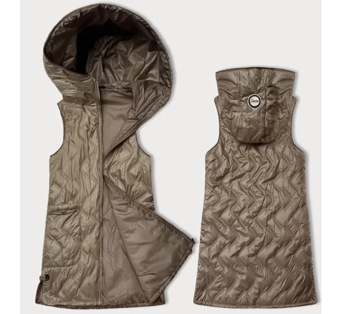 Dámská vesta ve velbloudí barvě s ozdobným prošíváním model 20965895 - S'WEST