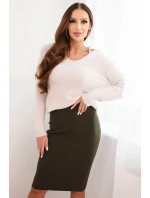 Dámska sukňa z elastického viskózového úpletu khaki