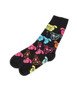Pánske čierne ponožky s farebnými psami