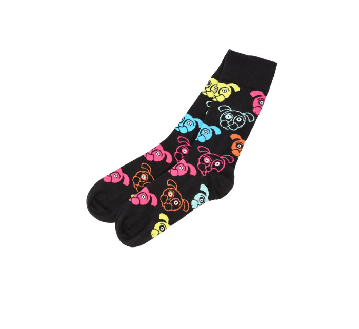 Pánske čierne ponožky s farebnými psami