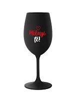 I LOVE YOU! (HEART) - čierny pohár na víno 350 ml